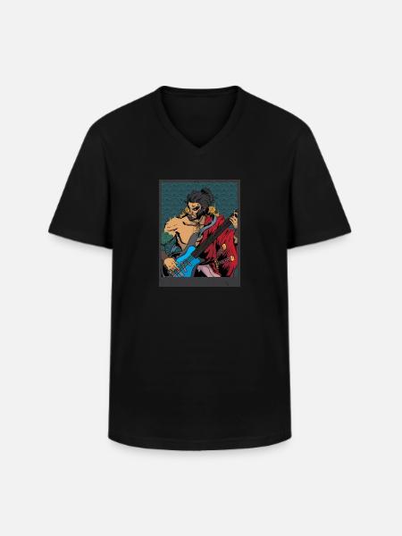 guitar player - Men's V-Neck T-Shirt - black
