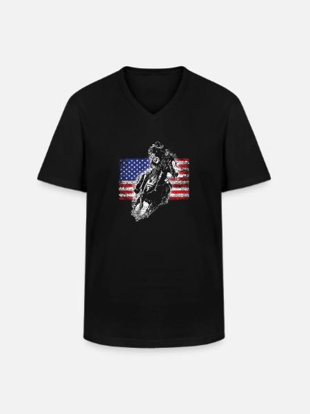 Drapeau Cowboy - T-shirt col V Homme - noir