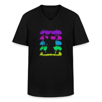Zauberei Silhuette mit Retro Farben - Männer-T-Shirt mit V-Ausschnitt - Schwarz - Vorne - AI Model Male 178 dark (178cm)
