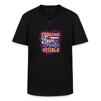 Kochen ist sichtbare Liebe Geschenk Köchin - Männer-T-Shirt mit V-Ausschnitt - Schwarz - Vorne - AI Model Male 178 dark (178cm)