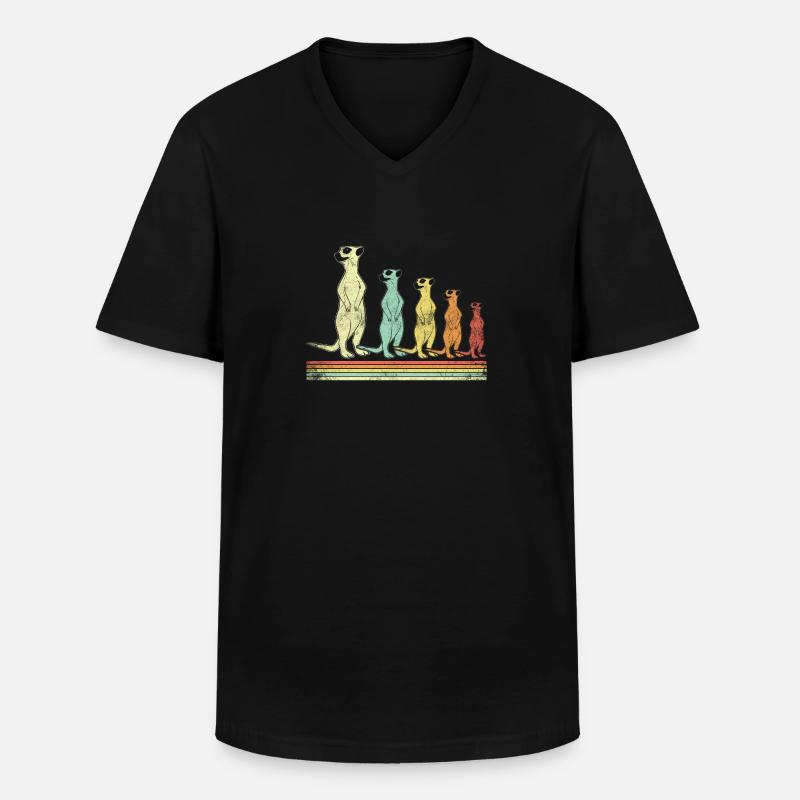 Retro Erdmännchen - Männer-T-Shirt mit V-Ausschnitt - Schwarz