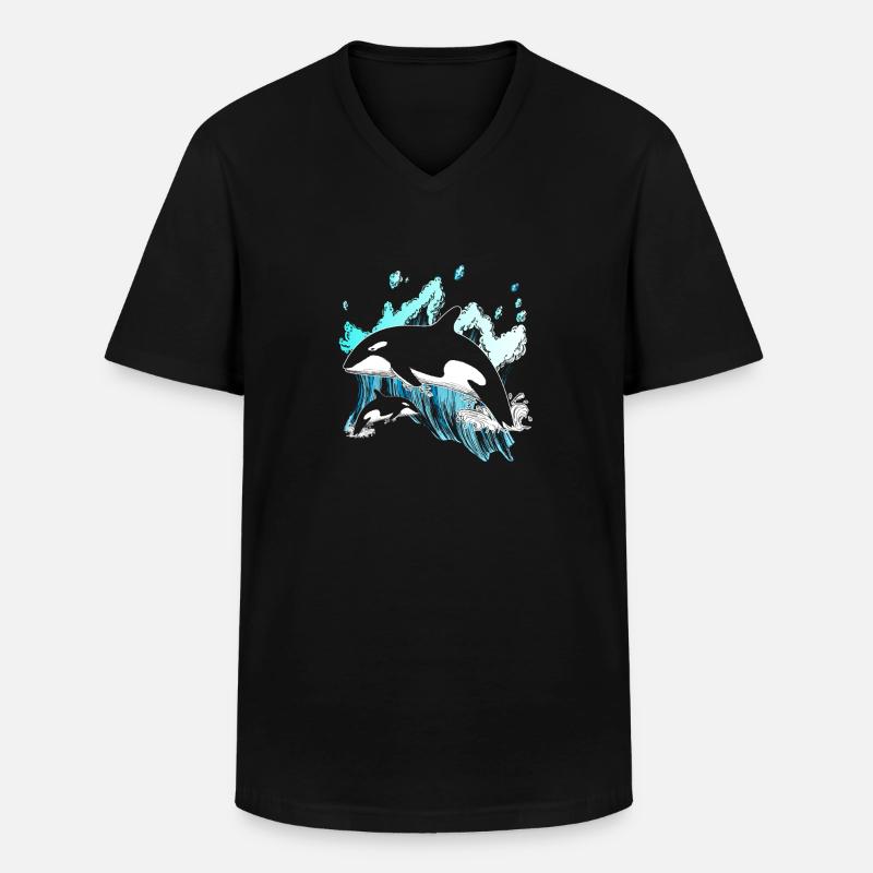 Orca - Männer-T-Shirt mit V-Ausschnitt - Schwarz