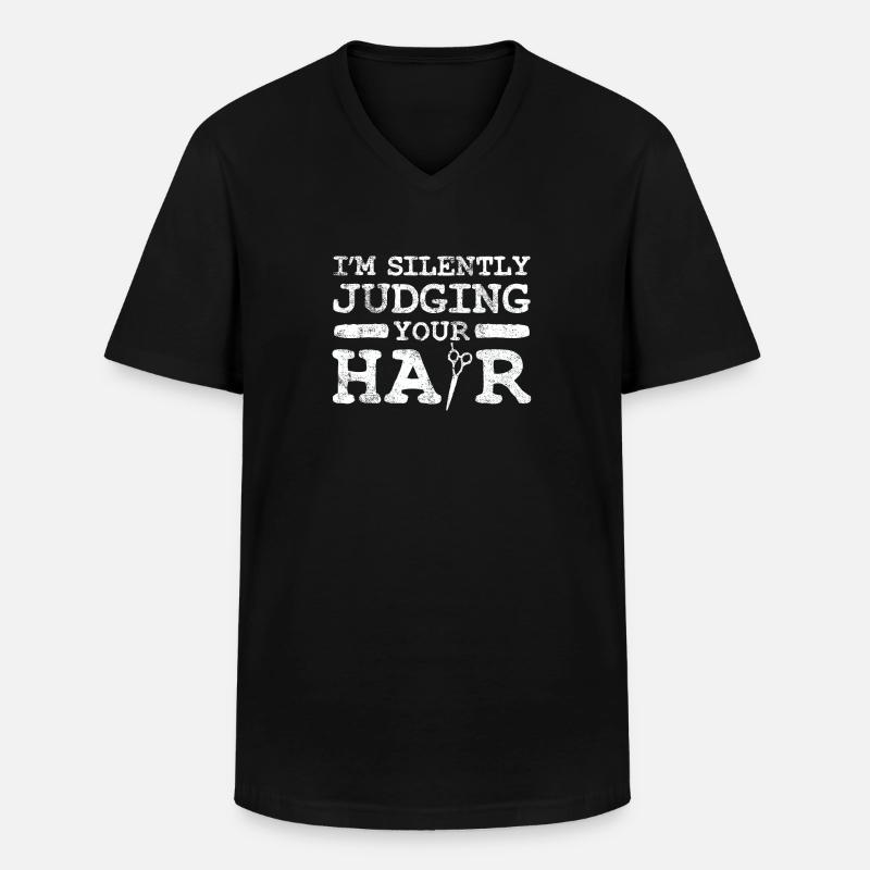 Frisur - Männer-T-Shirt mit V-Ausschnitt - Schwarz