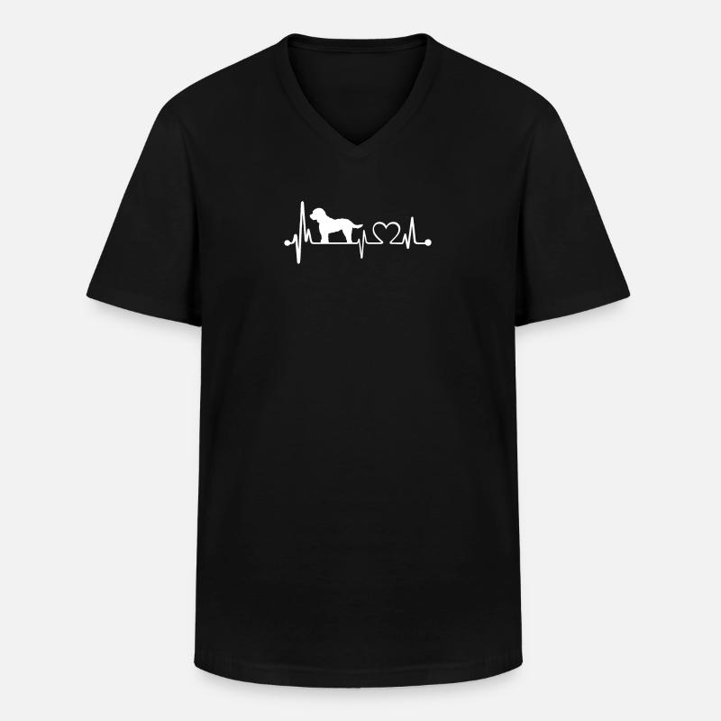 Cockapoo Herzschlag Puls - Männer-T-Shirt mit V-Ausschnitt - Schwarz