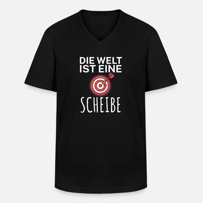 Die Welt ist eine Scheibe - Männer-T-Shirt mit V-Ausschnitt - Schwarz