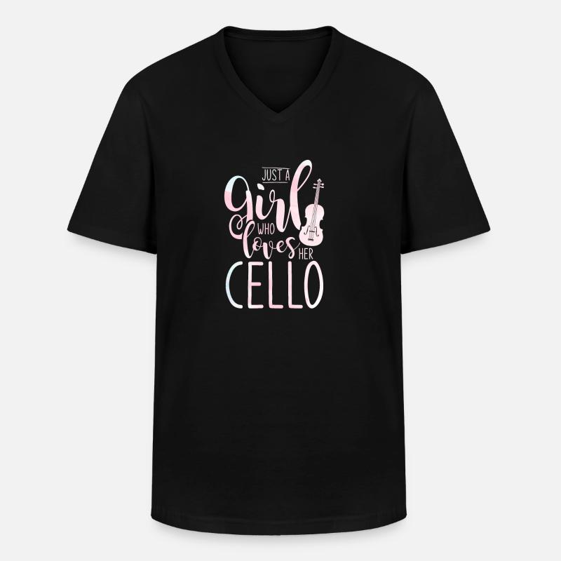 Cello Mädchen - Männer-T-Shirt mit V-Ausschnitt - Schwarz