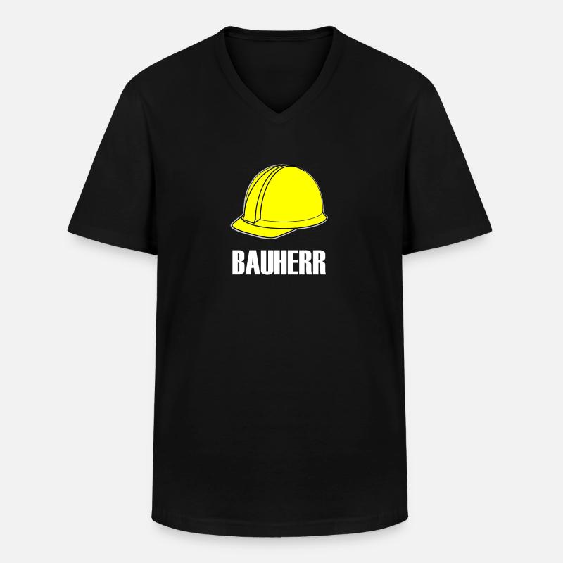 BAUHERR - Männer-T-Shirt mit V-Ausschnitt - Schwarz