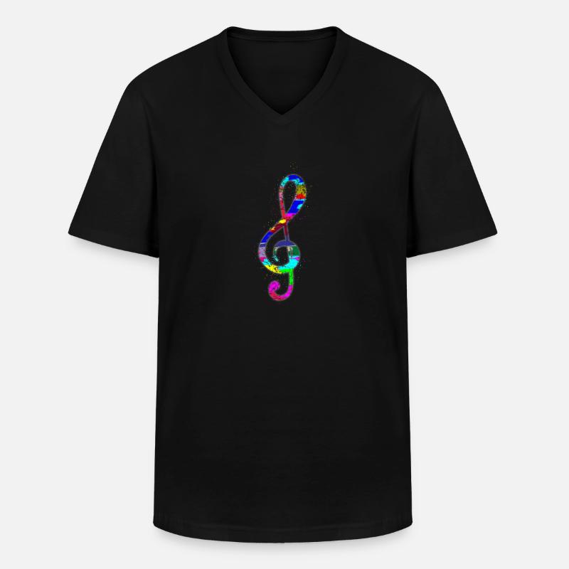 Clef musical notes - Men's V-Neck T-Shirt - black