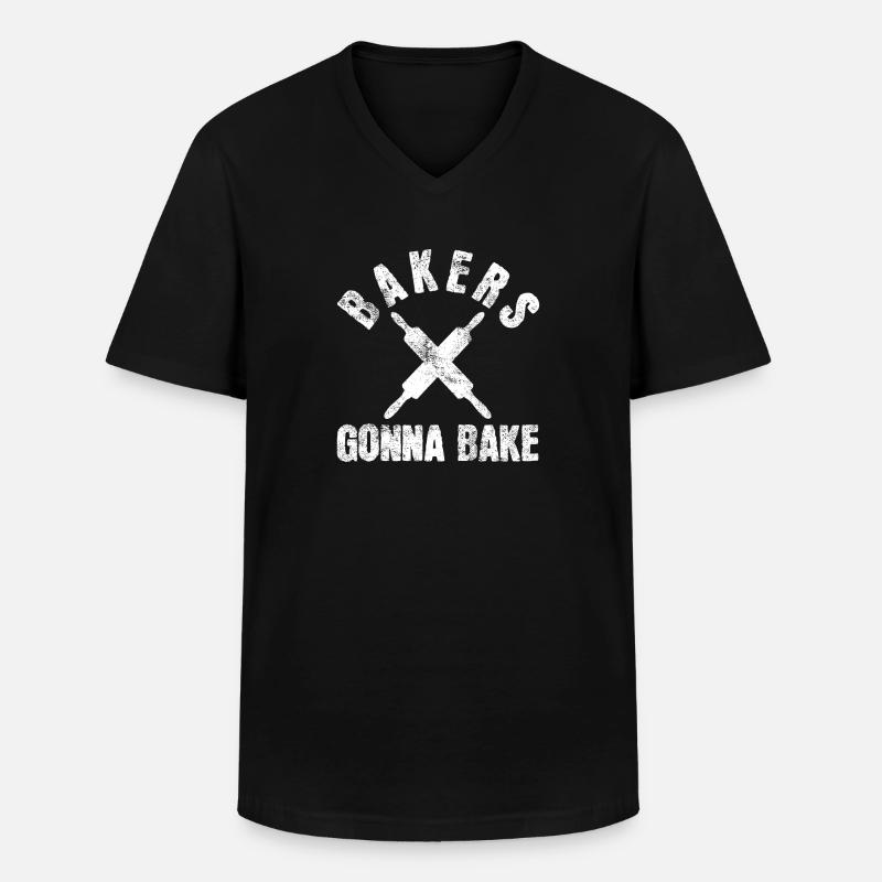 Bäcker Backen - Männer-T-Shirt mit V-Ausschnitt - Schwarz