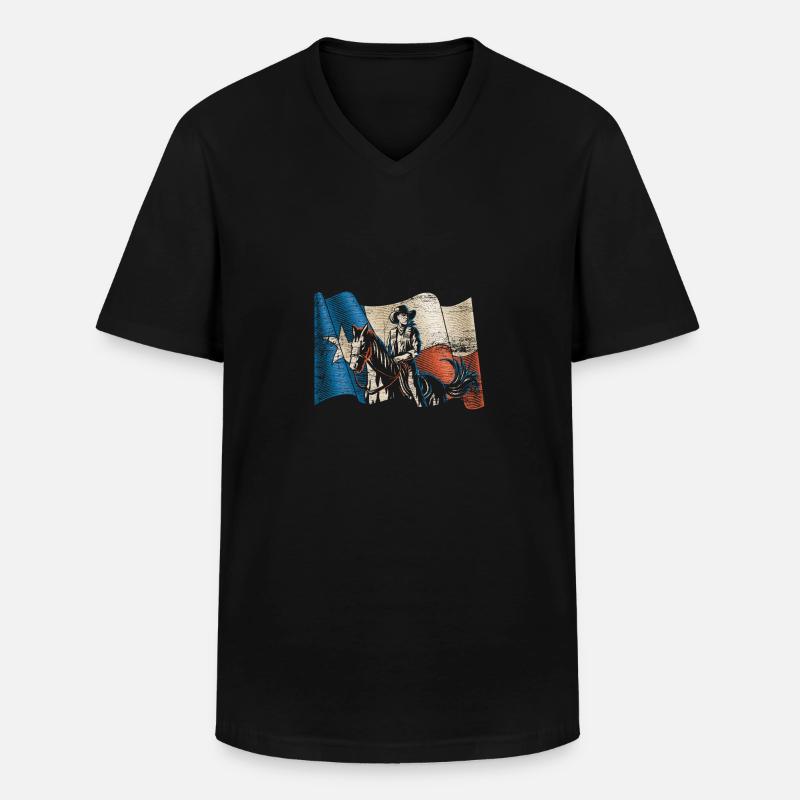Texas Cowboy - Männer-T-Shirt mit V-Ausschnitt - Schwarz