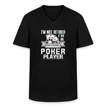 Joueur de poker professionnel - T-shirt col V Homme - noir - Devant - AI Model Male 178 dark (178cm)