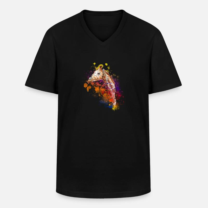 Giraffe - Männer-T-Shirt mit V-Ausschnitt - Schwarz
