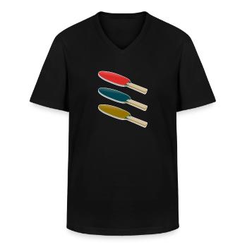 raquette de ping-pong - T-shirt col V Homme - noir - Devant - AI Model Male 178 dark (178cm)