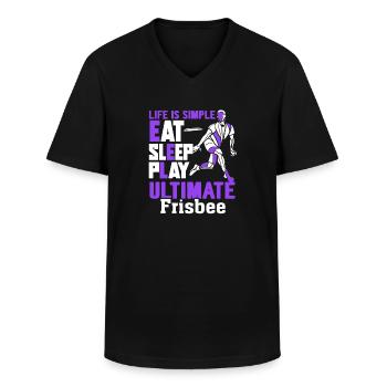 Ultimate Frisbee Eat Sleep Play Ultimate Frisbee - T-shirt col V Homme - noir - Devant - AI Model Male 178 dark (178cm)