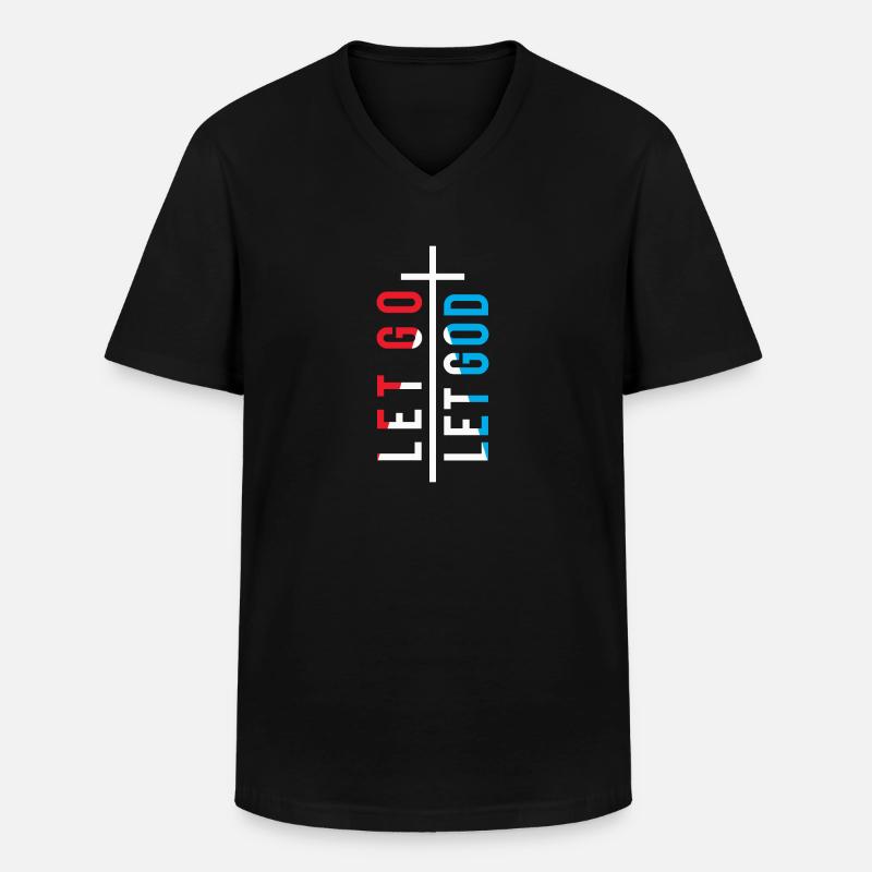 Kreuz - Christlich - Männer-T-Shirt mit V-Ausschnitt - Schwarz