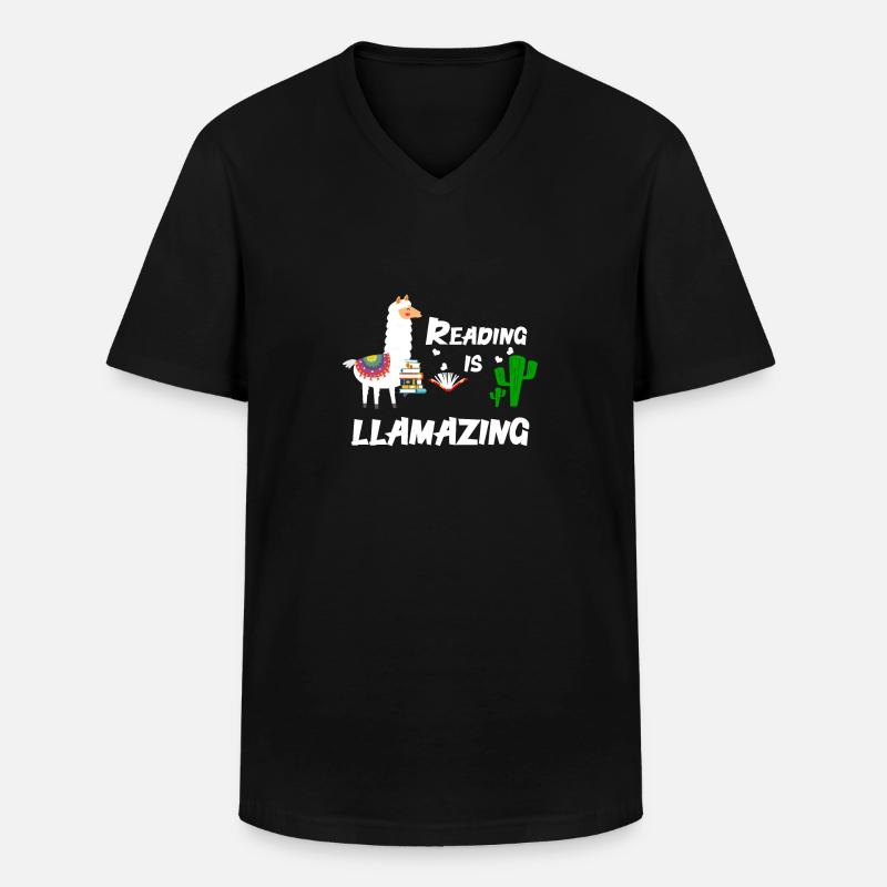 Lama - Männer-T-Shirt mit V-Ausschnitt - Schwarz