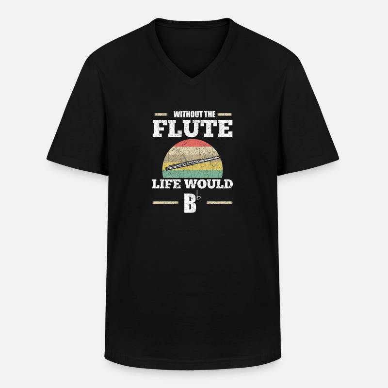 Flöte - Männer-T-Shirt mit V-Ausschnitt - Schwarz