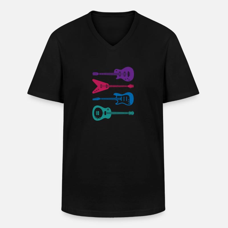 Gitarre E-Gitarre - Männer-T-Shirt mit V-Ausschnitt - Schwarz