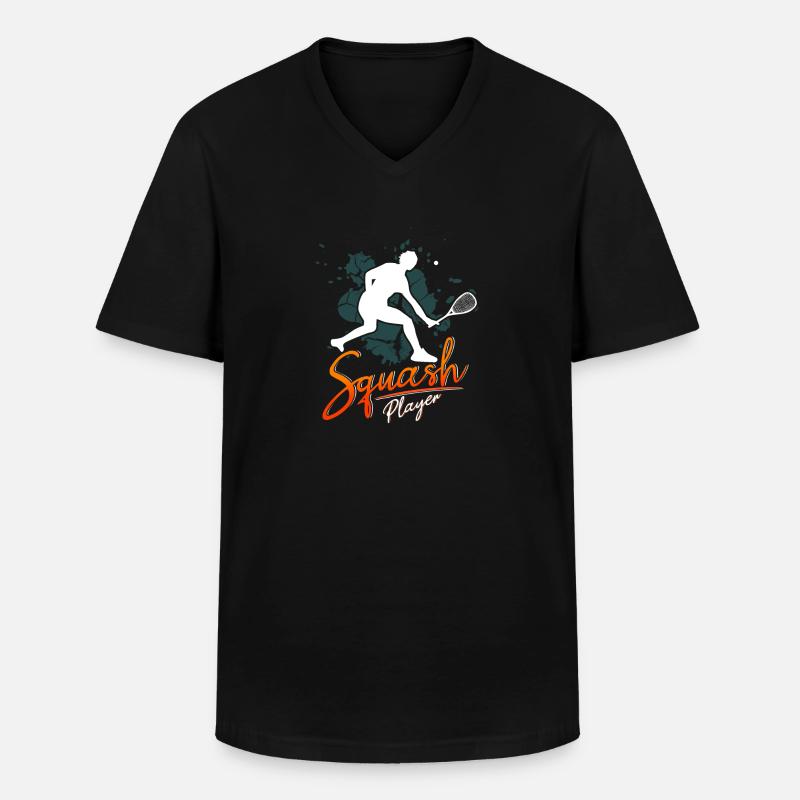 Funny squash squash player - Men's V-Neck T-Shirt - black