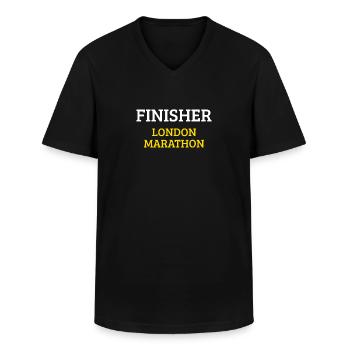 Finisher London Marathon - Men's V-Neck T-Shirt - black - Front - AI Model Male 178 dark (178cm)