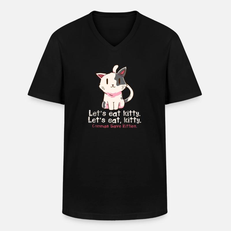 Grammatik Englisch Lehrer Katzen - Männer-T-Shirt mit V-Ausschnitt - Schwarz