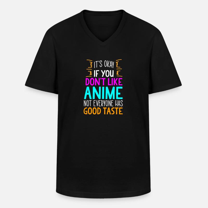 Anime - Männer-T-Shirt mit V-Ausschnitt - Schwarz