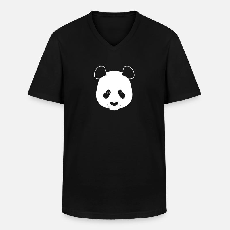 Panda - Maglietta da uomo classica con scollo a V - nero