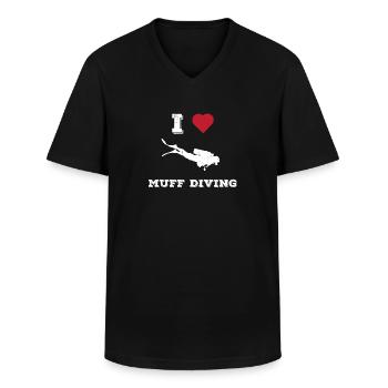 Perverser Humor Muff Tauchen Oral Sex Witz - Männer-T-Shirt mit V-Ausschnitt - Schwarz - Vorne - AI Model Male 178 dark (178cm)