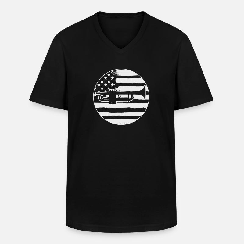 Trompete Trompeter - Männer-T-Shirt mit V-Ausschnitt - Schwarz