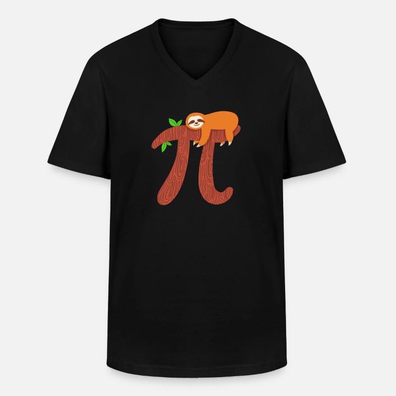 Faultier PI Mathe 3,14 - Männer-T-Shirt mit V-Ausschnitt - Schwarz