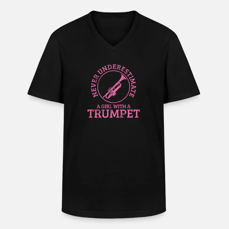 Trompete Trompeter - Männer-T-Shirt mit V-Ausschnitt - Schwarz