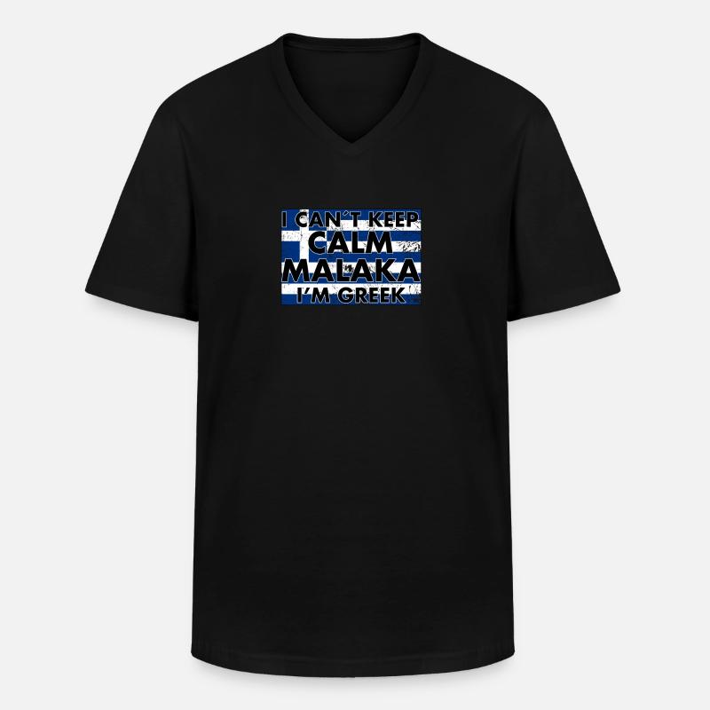Malaka - Männer-T-Shirt mit V-Ausschnitt - Schwarz