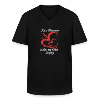 Linedance Herz - Männer-T-Shirt mit V-Ausschnitt - Schwarz - Vorne - AI Model Male 178 dark (178cm)