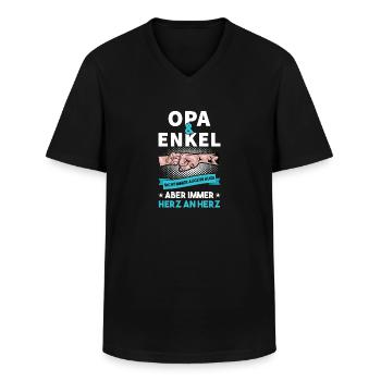 Lustig Vatertag Opa Partnerlook Vatertagsgeschenk - Männer-T-Shirt mit V-Ausschnitt - Schwarz - Vorne - AI Model Male 178 dark (178cm)
