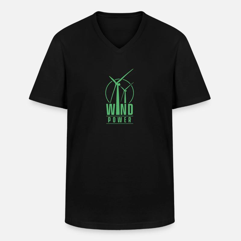 Windkraftanlage - Männer-T-Shirt mit V-Ausschnitt - Schwarz