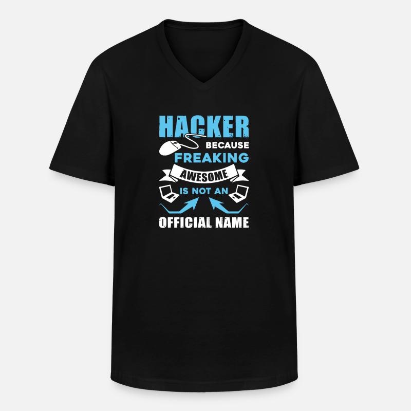 Hacker Awesome Hacker - T-shirt col V Homme - noir