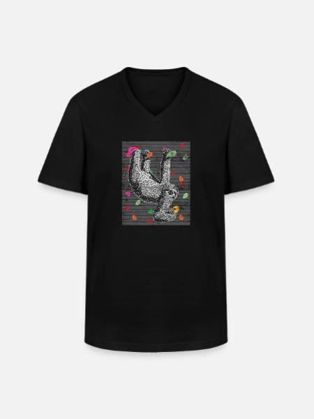 Climbing sloth nature - Men's V-Neck T-Shirt - black