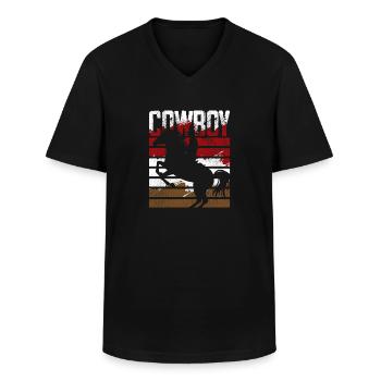 Cowboy cowboy boots - Men's V-Neck T-Shirt - black - Front - AI Model Male 178 dark (178cm)