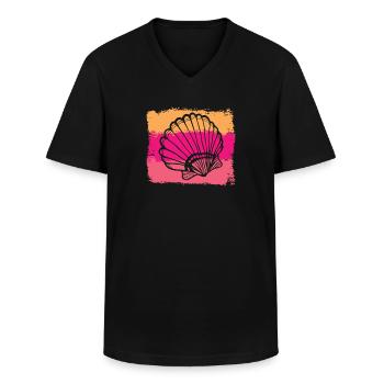 shell - Men's V-Neck T-Shirt - black - Front - AI Model Male 178 dark (178cm)