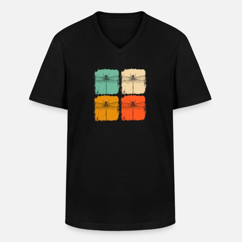 Libelle Libellen Insekten Retro - Männer-T-Shirt mit V-Ausschnitt - Schwarz
