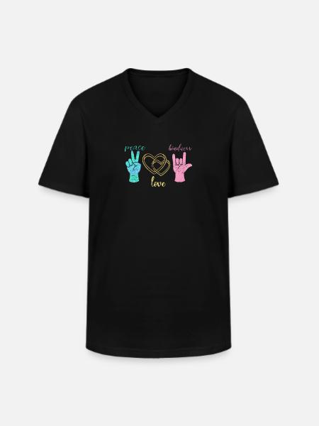 Peace love harmony - Men's V-Neck T-Shirt - black