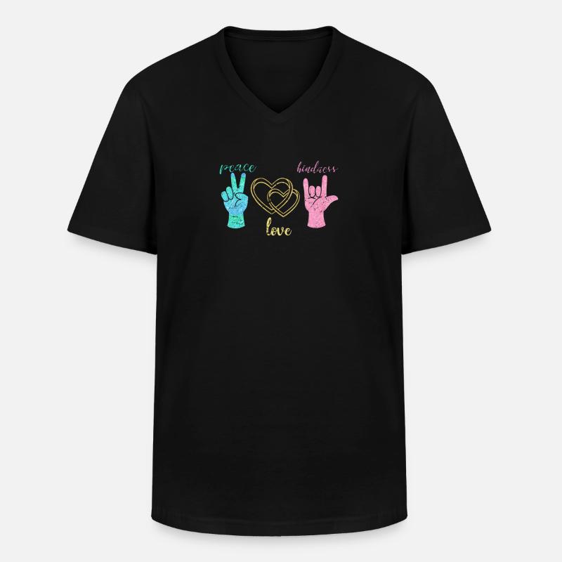 Frieden Liebe Harmonie - Männer-T-Shirt mit V-Ausschnitt - Schwarz