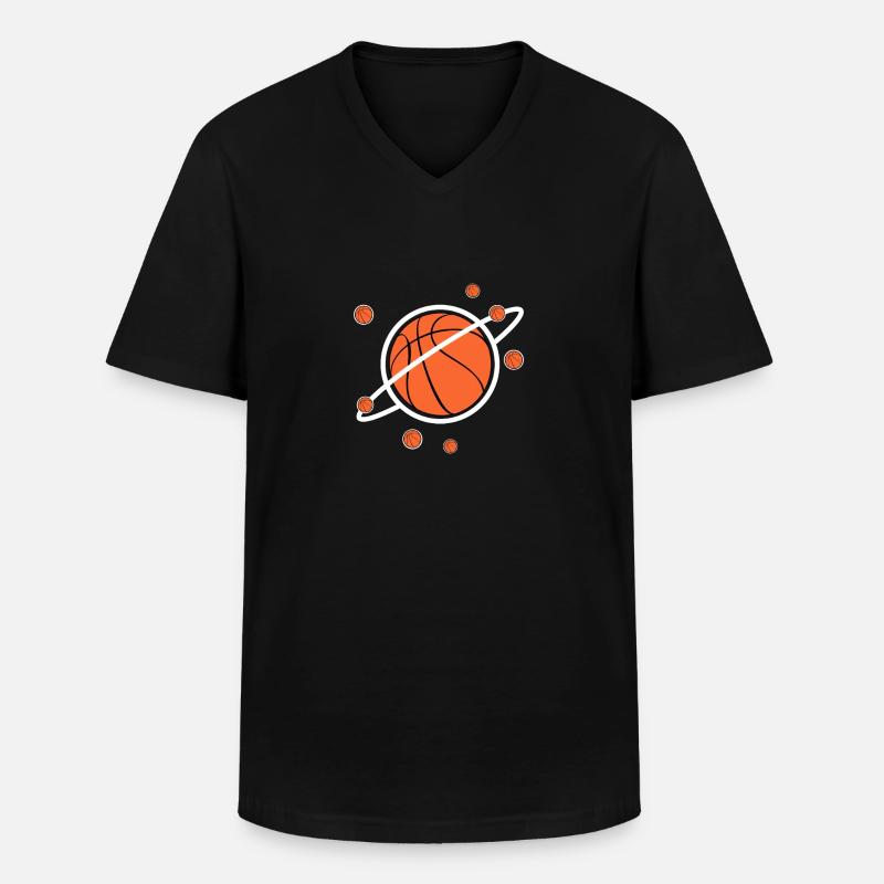 Basketball - Männer-T-Shirt mit V-Ausschnitt - Schwarz