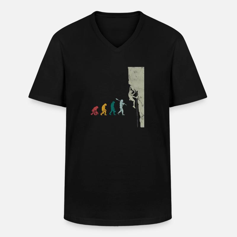 Klettern Bouldern Evolution - Männer-T-Shirt mit V-Ausschnitt - Schwarz