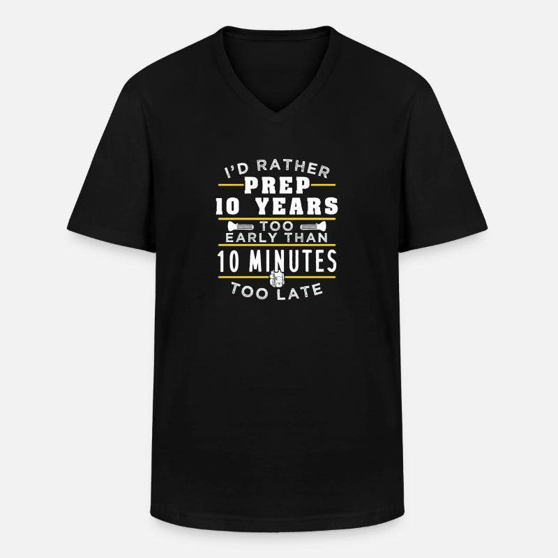 Prepping Prepper Früh - Männer-T-Shirt mit V-Ausschnitt - Schwarz
