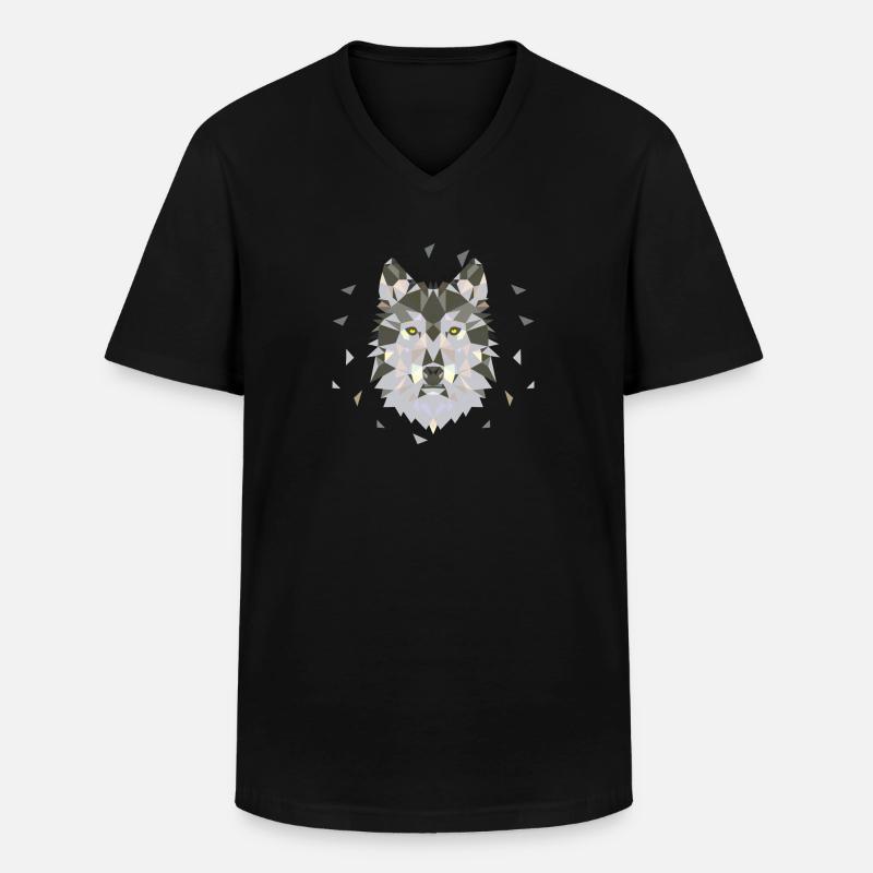Wolf wolves wolf face - Men's V-Neck T-Shirt - black