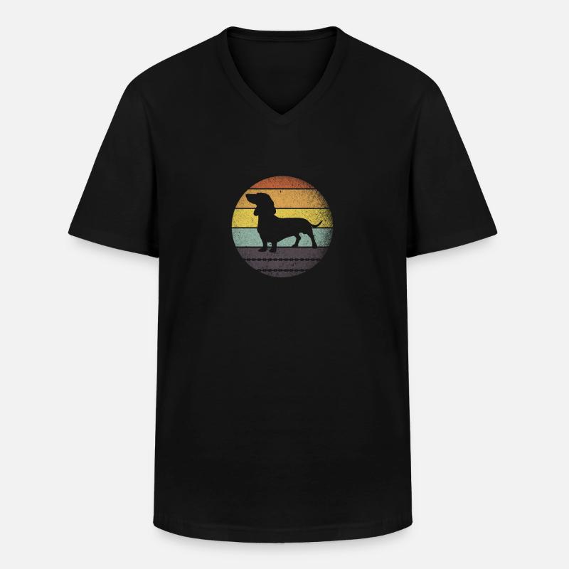 Retro Dackel - Männer-T-Shirt mit V-Ausschnitt - Schwarz