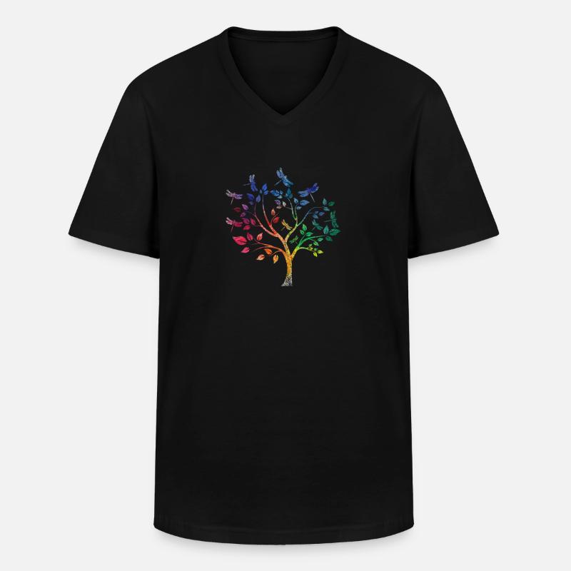 Libelle Geschenkidee Baum - Männer-T-Shirt mit V-Ausschnitt - Schwarz