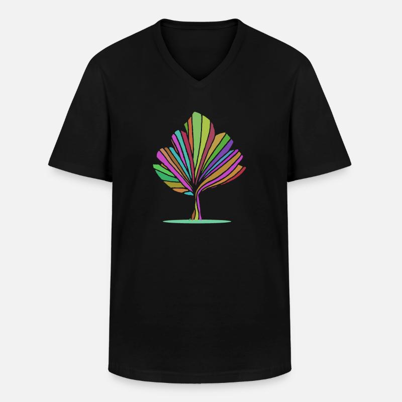 Baum in Regenbogenfarben - Männer-T-Shirt mit V-Ausschnitt - Schwarz
