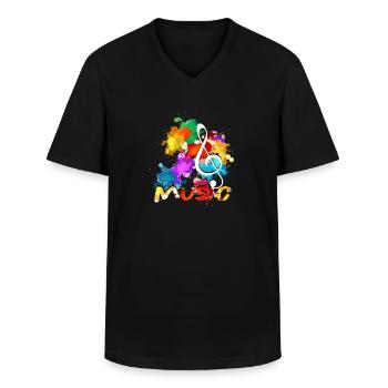 Clef musician composer - Men's V-Neck T-Shirt - black - Front - AI Model Male 178 dark (178cm)